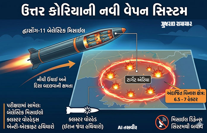 ક્લસ્ટર વૉર હેડ: ઉત્તર કોરિયાએ ઈરાન જેવું જ ઘાતક હથિયાર બનાવ્યું, જાપાન-અમેરિકા ટેન્શનમાં
