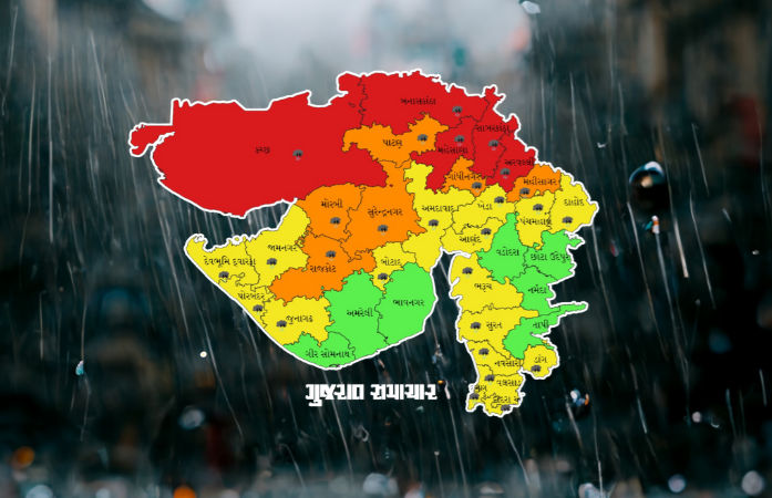 ગુજરાતમાં અતિભારે વરસાદની આગાહી: અનેક જિલ્લામાં રેડ ઍલર્ટ, રાજ્યના 379 રસ્તા બંધ