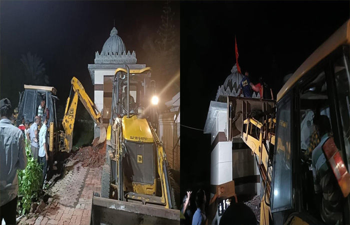 નવસારી: મંદિર તોડવાનો વિરોધ કરતી મહિલા સામે પોલીસે શૂરવીરતા દેખાડી