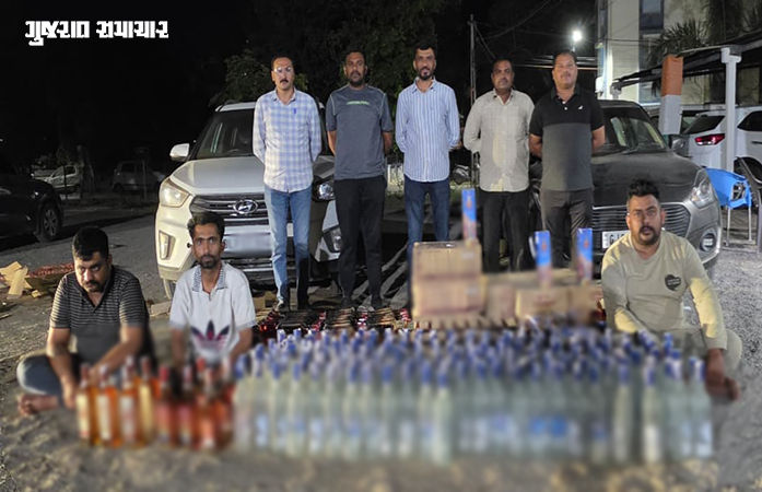 VIDEO | ચૂંટણી પહેલા રાજ્યમાં દારૂની હેરાફેરી વધી: અમરેલીમાં લાખોના વિદેશી દારૂ સાથે 3 આરોપી ઝડપાયા, 4 ફરાર