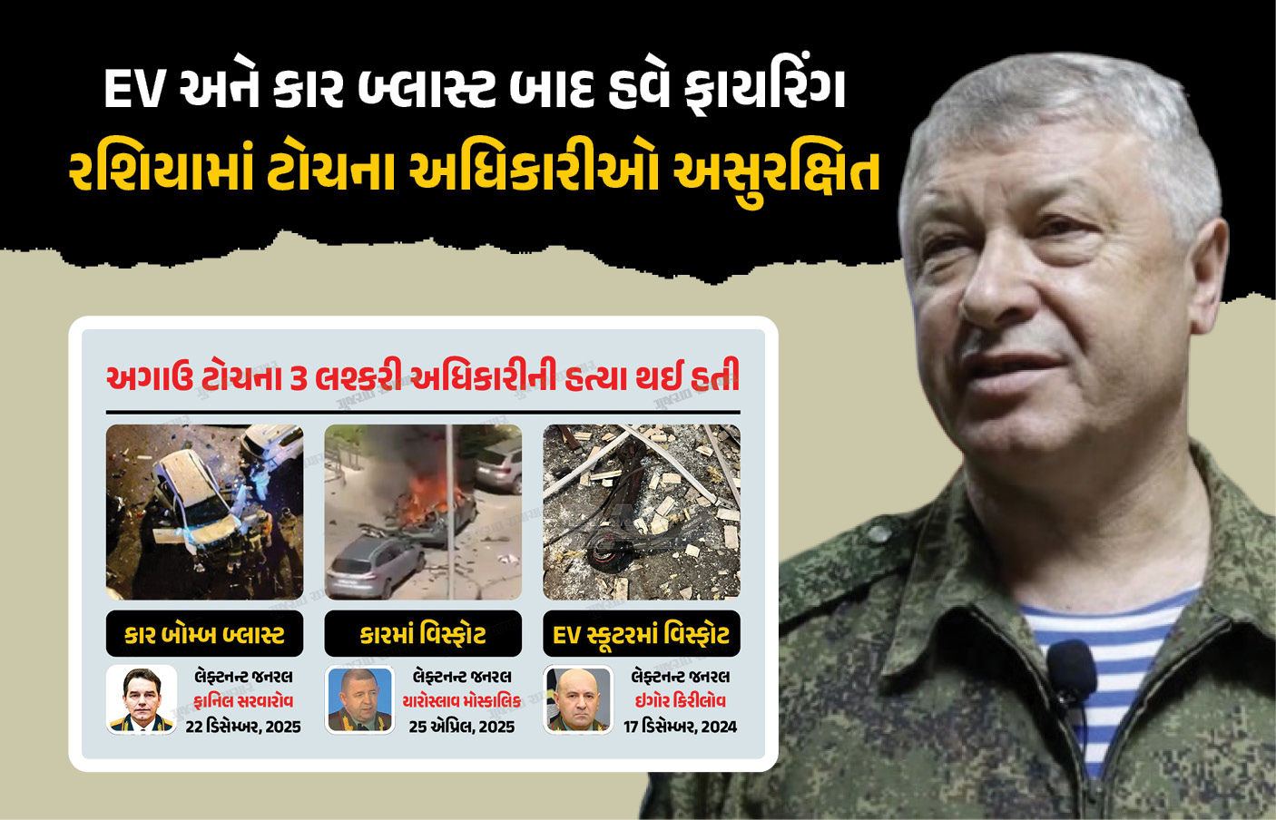હાઈ-પ્રોફાઈલ હત્યાઓનો સિલસિલો યથાવત્ : રશિયામાં વધુ એક ટોચના લશ્કરી અધિકારી પર આડેધડ ફાયરિંગ