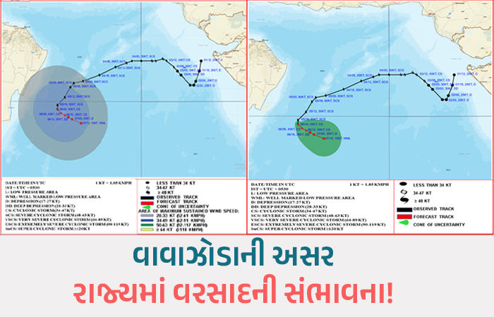 'શક્તિ' વાવાઝોડું નબળું પડ્યું,  5 કિલોમીટર પ્રતિ કલાકની ઝડપે દક્ષિણ તરફ આગળ વધ્યું