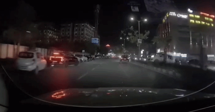 Car flies over divider at Ahmedabad’s Bhakti Circle, crashes into luxury car