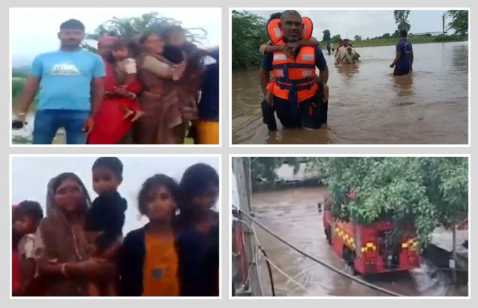 ખેડબ્રહ્માના દેરોલ અને કેરોલ ગામની હરણાવ નદીમાં બે પરિવાર ફસાયા, ફાયર વિભાગે કર્યું રેસ્ક્યુ