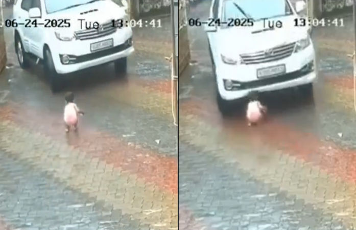 VIDEO: નવસારીના ગણદેવીમાં ફોર્ચ્યુનર નીચે અચાનક આવી ગયું બાળક, મહિલા દોડી આવી, બચી ગયો જીવ