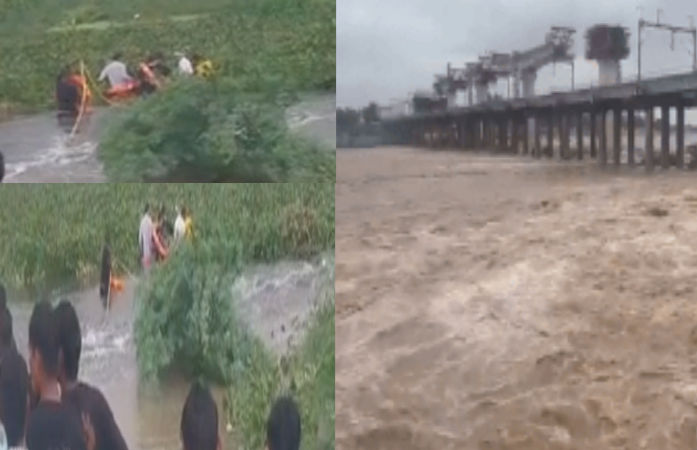 ધરોઈ ડેમમાંથી પાણી છોડાતાં અમદાવાદમાં સાબરમતી બે કાંઠે, બાકરોલ ગામ નજીક 25 શ્રમિકોનું રેસ્ક્યુ