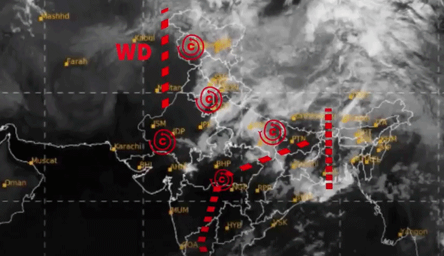 5 cyclonic circulations active across India, IMD issues rain and heatwave alert