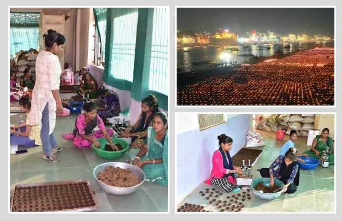 વડોદરાના દીવા ઝગમગશે કાશીના ઘાટ પર: ડભોઈની મહિલાઓએ ગૌ-છાણમાંથી બનાવ્યા 3 લાખ દીવા