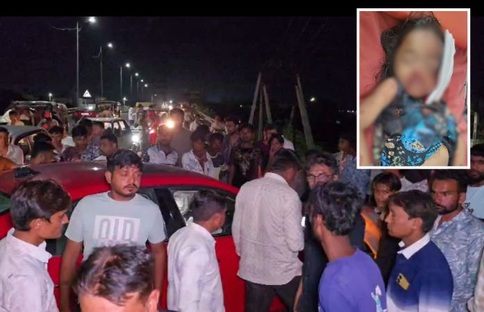 જામનગરના કાલાવડ નાકે પૂરપાટ દોડતી કારે બાઈકને અડફેટે લીધું, 5 વર્ષની બાળકીનું મોત, દંપતી ગંભીર