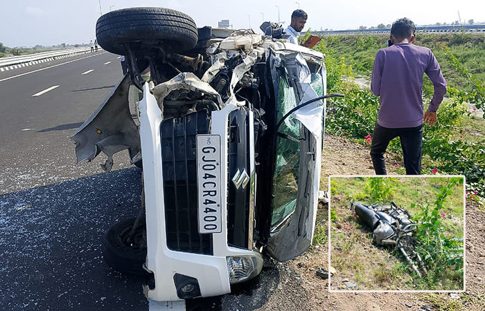 ભાવનગર-અમદાવાદ એક્સપ્રેસ હાઈવે પર કાર અને બાઇક વચ્ચે ગમખ્વાર અકસ્માત: બેના મોત