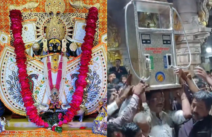 ચાંદીનો પેટ્રોલ પંપ અને છપ્પન ભોગ... બાધા પૂરી થતાં મંદિરમાં યુવકે ભગવાનને ચઢાવી ભેટ