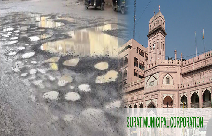 સુરત પાલિકાનો આશ્ચર્યજનક સર્વે : જનતા રસ્તા પરના ખાડાથી ત્રસ્ત ત્યારે આખા શહેરમાં માત્ર 1800 સ્પોટ પર ખાડા  હોવાનો દાવો