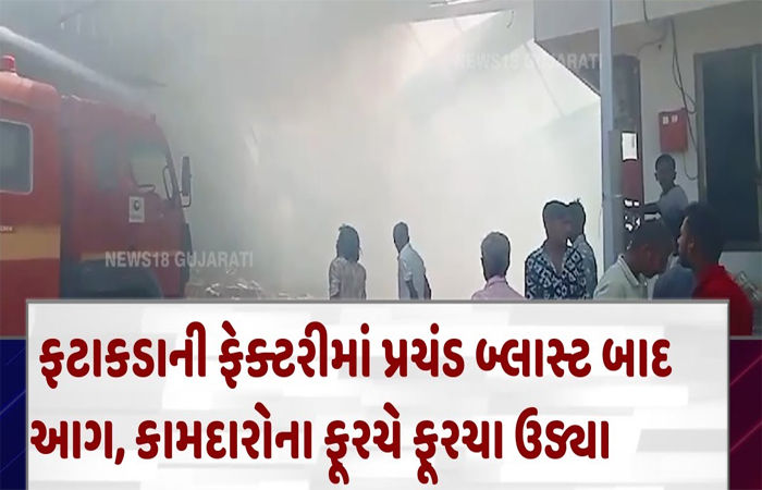 ફટાકડાની ફેક્ટરીમાં પ્રચંડ બ્લાસ્ટ સાથે ભીષણ આગ ભભુકી, શ્રમિકનું મોત