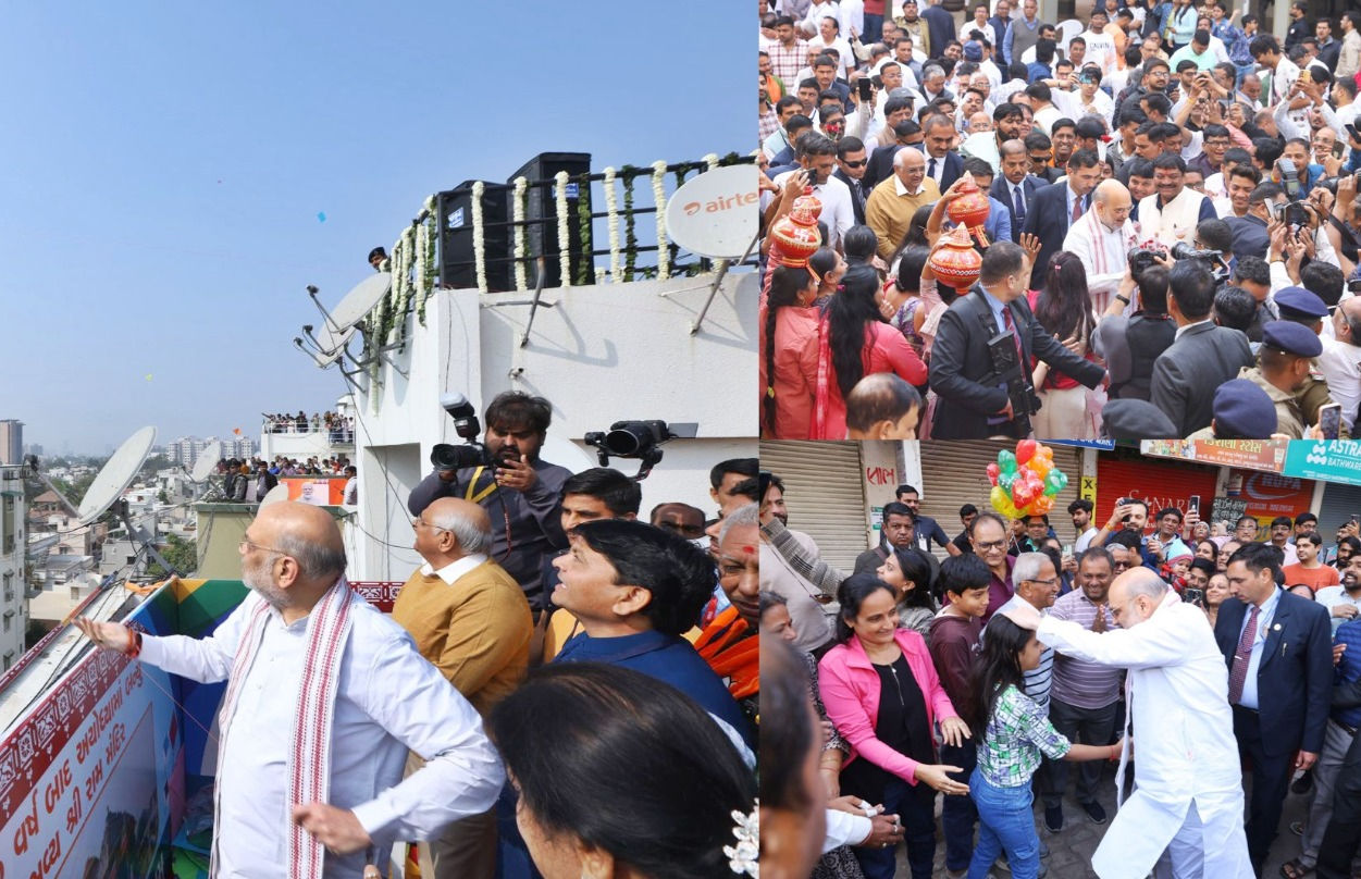 Amit Shah celebrates Makar Sankranti in Gujarat, flies kite