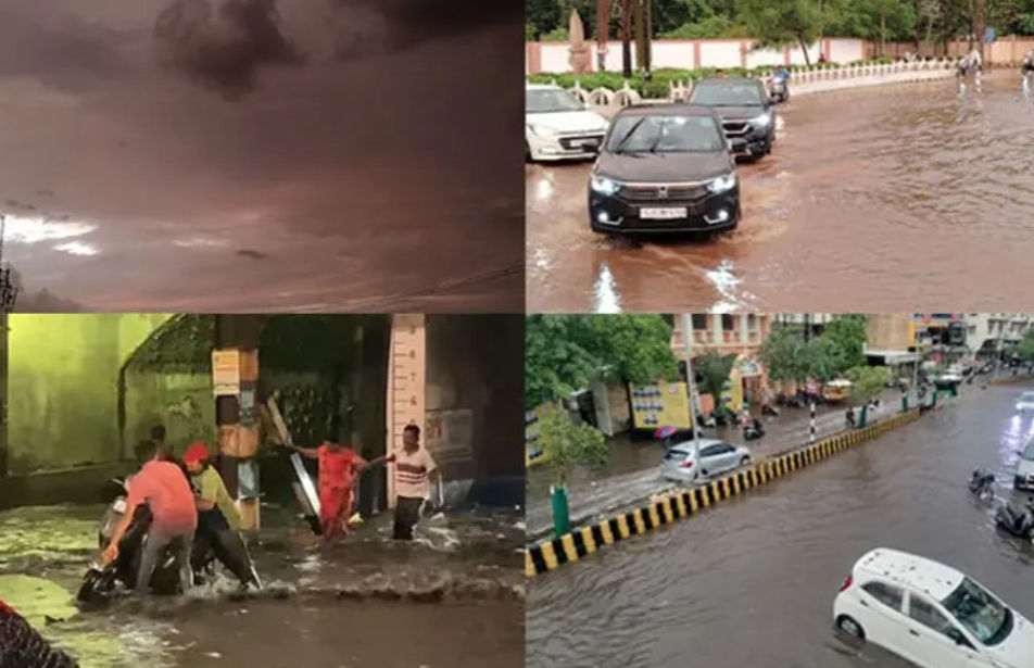 Unseasonal rain floods Rajkot street with 1.5 inches of rain in 45 minutes
