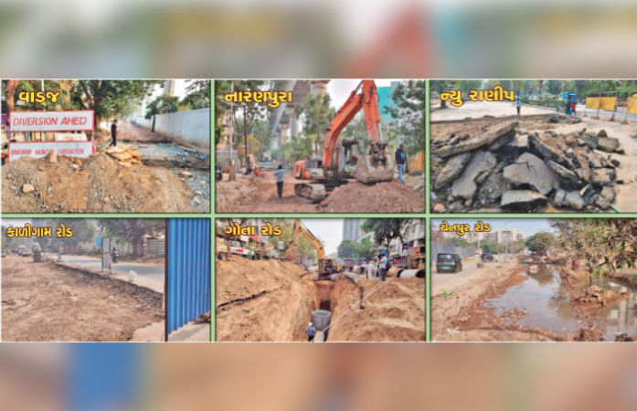 Over 100 road diversions trouble commuters in Ahmedabad