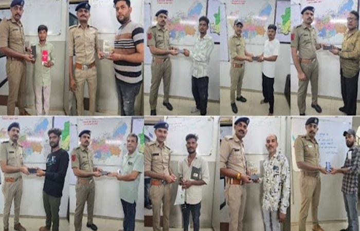 જામનગર પોલીસ મથકની ટીમ દ્વારા 'તેરા તુજકો અર્પણ પ્રોગ્રામ' અંતર્ગત 17 વ્યક્તિઓના ગુમ થયેલા મોબાઇલ ફોન શોધી આપ્યા