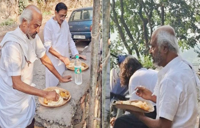 ફિલ્મ ઈન્ડસ્ટ્રીથી બ્રેક લઈ આધ્યાત્મિક યાત્રા પર રજનીકાંત, પતરાળામાં કર્યું ભોજન