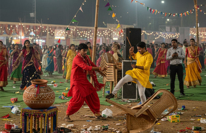 બોપલમાં માથાભારે તત્વોએ ગરબા બંધ કરાવી પાર્ટી પ્લોટમાં તોડફોડ મચાવી, કેમ મામલો બીચક્યો