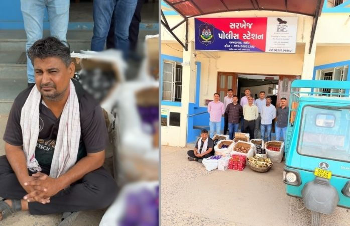 અમદાવાદ: સરખેજમાં પાર્સલની આડમાં ચાલતું દારૂનું નેટવર્ક ઝડપાયું, 4,401 બોટલો સાથે રાજસ્થાનના શખસની ધરપકડ