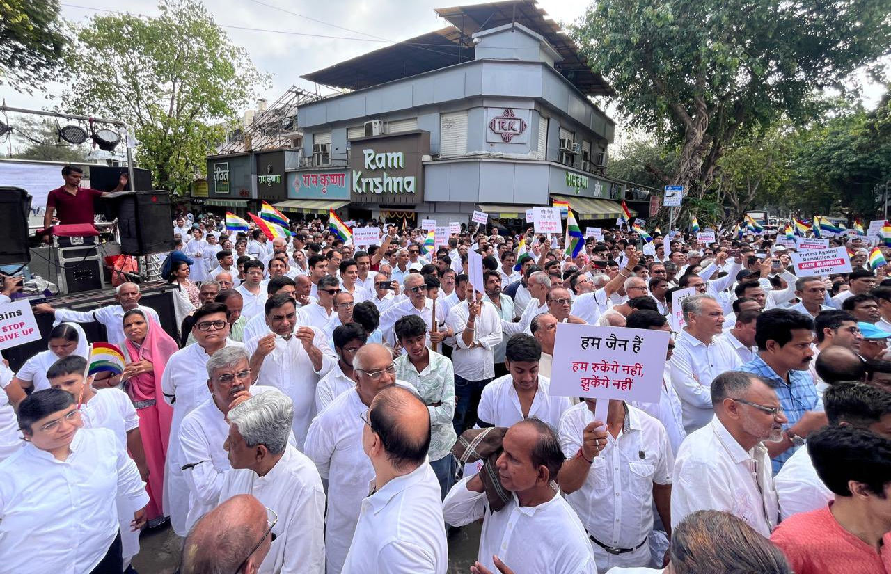 90-year-old Jain temple demolished in Mumbai’s Vile Parle, Jain community holds protest rally