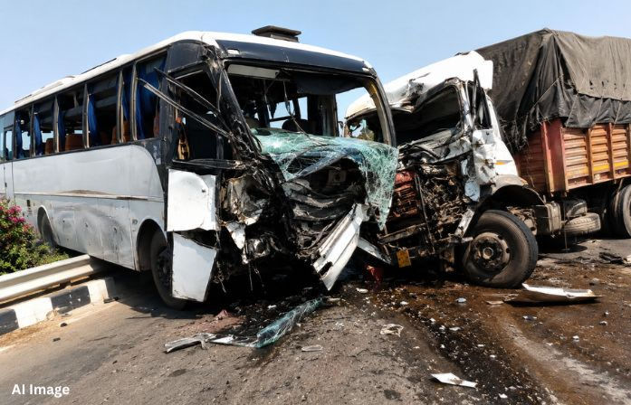 Two killed, 13 injured in wrong-side bus-truck collision on Mehsana–Rajasthan highway