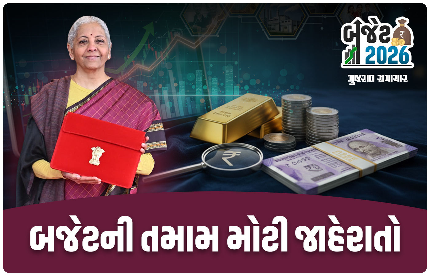 બજેટ 2026ની તમામ મોટી જાહેરાત: ઇન્કમ ટેક્સ સ્લેબમાં કોઈ ફેરફાર નહીં, બેટરી અને વિમાનનું ઇંધણ સસ્તું થશે