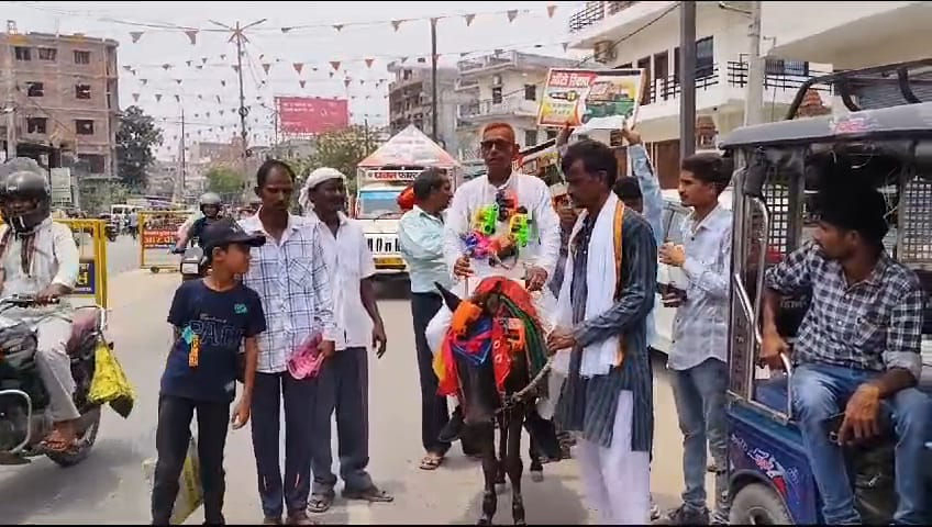Independent candidate takes donkey ride to campaign in Bihar’s Gopalganj