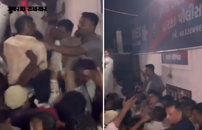 VIDEO| દ્વારકાના રૂપેણ બંદર માર્ગે પોલીસ અને લોકોના ટોળા વચ્ચે ઘર્ષણ થતાં મામલો બિચક્યો: પોલીસનું ફાયરિંગ? VIDEO| દ્વારકાના રૂપેણ બંદર માર્ગે પોલીસ અને લોકોના ટોળા વચ્ચે ઘર્ષણ થતાં મામલો બિચક્યો: પોલીસનું ફાયરિંગ?