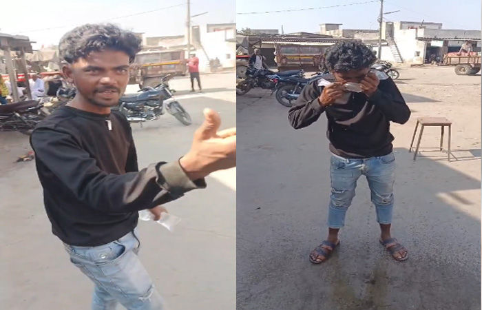 લાલપુરમાં ભરબજારે દારૂ ઢીંચીને વાણી-વિલાસ કરતા શખ્સનો વિડીયો વાયરલ થયા બાદ પોલીસે પકડી લઈ લોકઅપમાં બેસાડ્યો