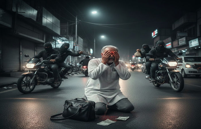 વડોદરાના હરણી-વારસિયા રિંગ રોડ પર વેપારીની આંખમાં મરચાની ભૂકી નાખી હુમલો કરી 1 લાખ રોકડા લઈને ચાર આરોપીઓ ફરાર