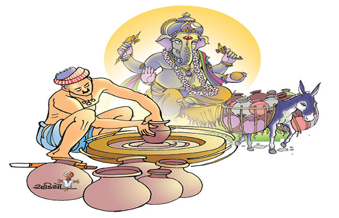ઘડો અને મૂર્તિ                                     .
