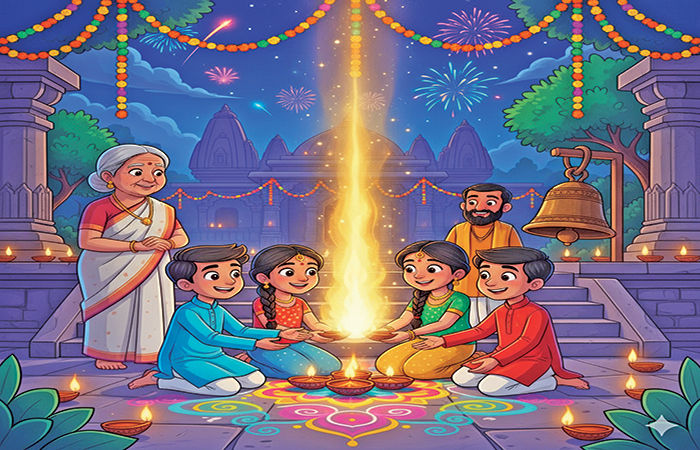 The Four Flames of Diwali                          .