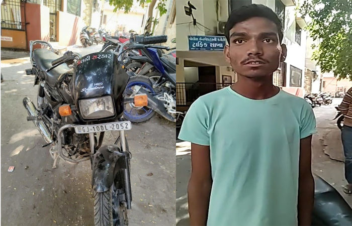 જામનગરમાં બેફામ ગતિએ બાઇક ચલાવનાર શખ્સને સીસીટીવી કેમેરાના ફૂટેજના આધારે ટ્રાફિક પોલીસે શોધી કાઢ્યો