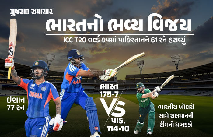 IND vs PAK T20 WC: ભારતનો ભવ્ય વિજય; T20 વર્લ્ડકપમાં પાકિસ્તાનને 61 રનથી હરાવ્યું, ઈશાન કિશનના 77 રન