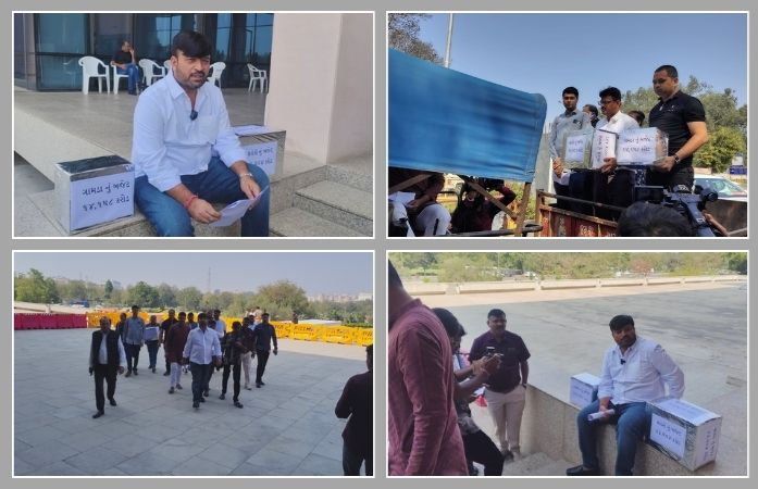 ગાંધીનગર: બજેટના વિરોધમાં AAPનો દેખાવ, ટ્રેક્ટર લઈને વિધાનસભા પહોંચ્યા ધારાસભ્ય હેમંત ખવા