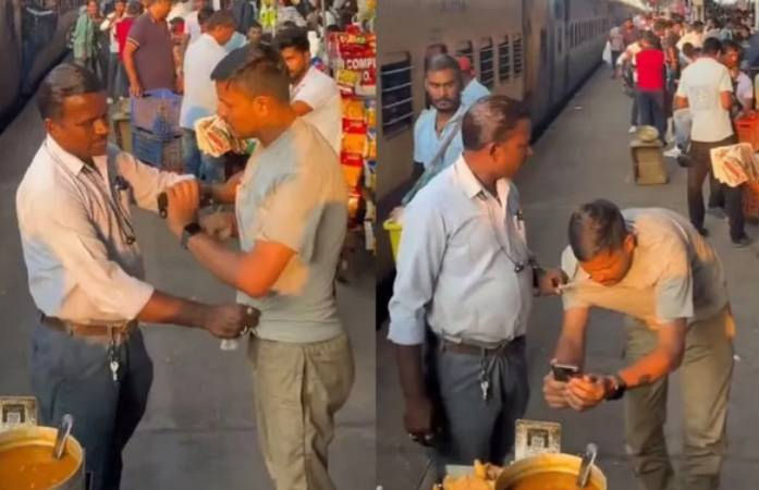 VIDEO: સમોસાનું પેમેન્ટ ફેલ થયું તો વેપારીએ કોલર પકડી મુસાફરને ટ્રેનમાં ઉતારી લીધો