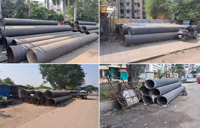વડોદરા શહેરમાં અનેક સ્થળોએ મ્યુ. કોર્પોરેશનની પાઈપોના દબાણથી લોકોને હાલાકી