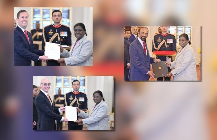 Prez Murmu receives credentials from US, Austria, Trinidad and Tobago envoys