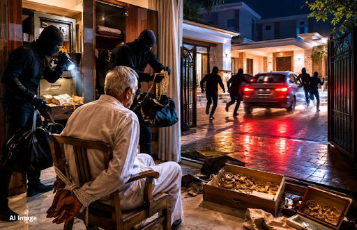 Masked robbers loot over ₹2.47 crore from businessman’s house in Rajkot, elderly man held hostage