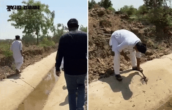 VIDEO | ધારાસભ્યનો હથોડો પડ્યો, પણ 2 કરોડ 'પાણી'માં ગયા પછી! મહેમદાવાદમાં કેનાલના કામમાં ભ્રષ્ટાચાર પર વિવાદ