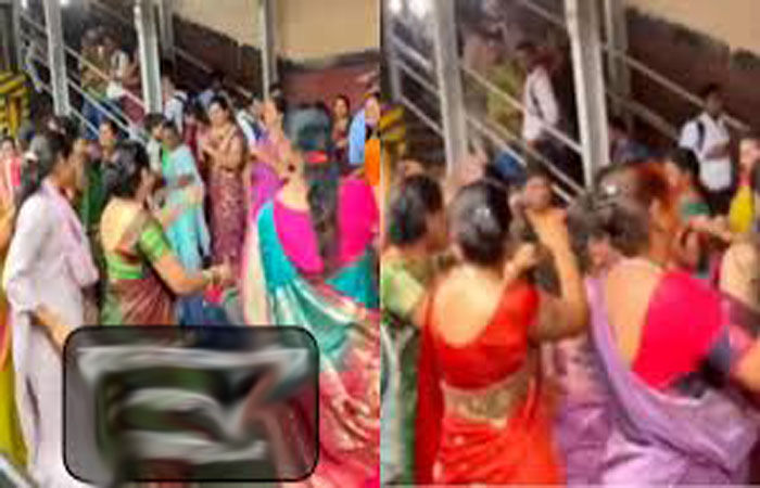 દાદર સ્ટેશને પ્લેટફોર્મ પર જ મહિલાઓ દ્વારા ગરબા