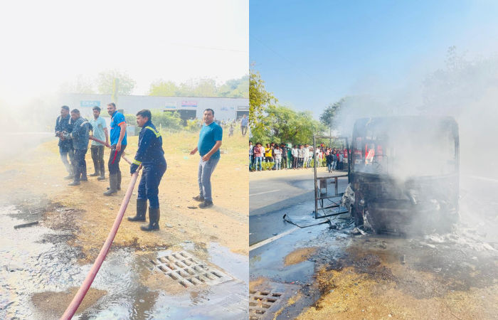 Fire breaks out in school bus in Gota, no casualties reported