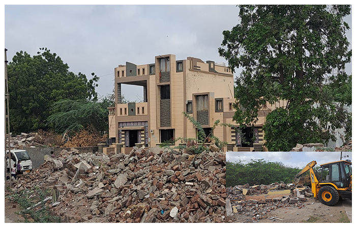 જામનગરના બેડી વિસ્તારમાં કુખ્યાત સાઇચા ગેંગની ગેરકાયદે મિલ્કતોનું ડિમોલિશન