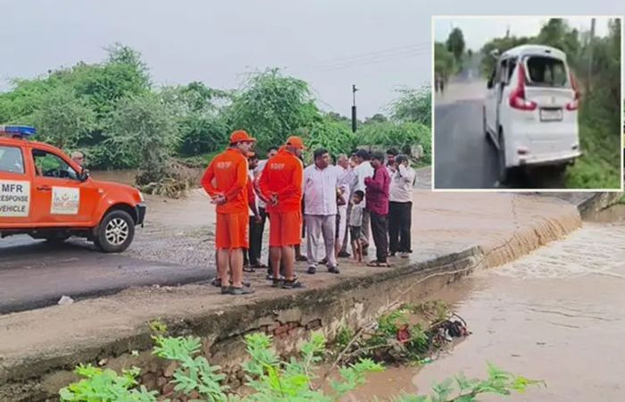 Two BAPS monks die after car swept away by flooded causeway near Botad
