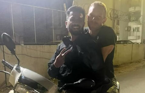 Coldplay lead singer Chris Martin roams around Ahmedabad on two-wheeler