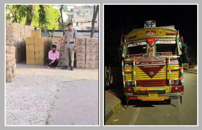 અમદાવાદ: નાના ચીલોડા પાસે એક કરોડથી વધુનો વિદેશી દારૂ ભરેલું કન્ટેનર ઝડપાયું, એકની અટકાયત