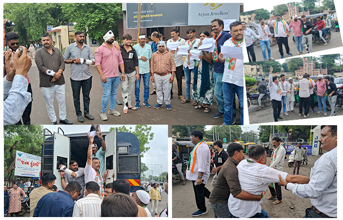 મહી નદી બ્રીજ દુર્ધટનાના સંદર્ભમાં નવતર પ્રકારે વિરોધ પ્રદર્શનઃ કાર્યકરોની અટકાયત