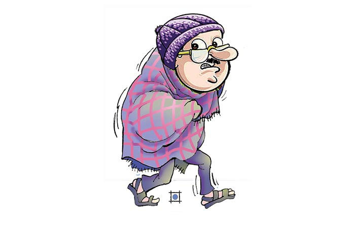 તાપણાં અને તડકાને નહિ ગાંઠતી ઠંડી                 .