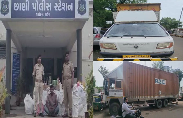 વડોદરાના દશરથ વિસ્તારમાં દારૂના કટીંગ વખતે જ દરોડો, દારૂ અને વાહનો સાથે 46 લાખનો મુદ્દામાલ કબજે